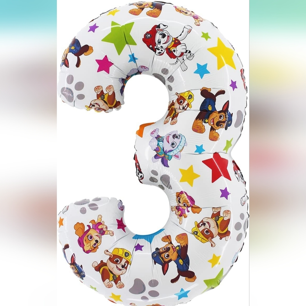 Number 3 paw patrol balloon